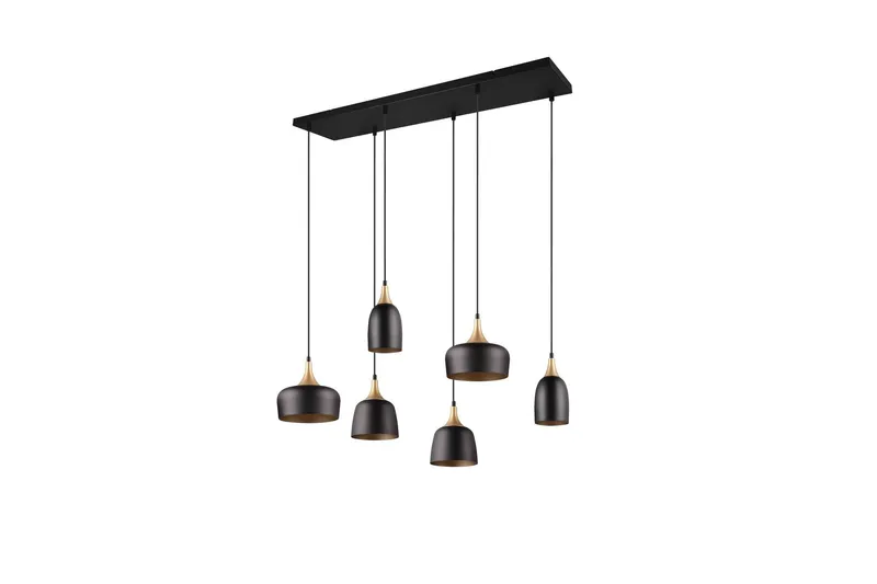 Chiraz Taklampa 6L E27 mattsvart/ mattmässing - Matt svart/Matt mässing — Trio Lighting