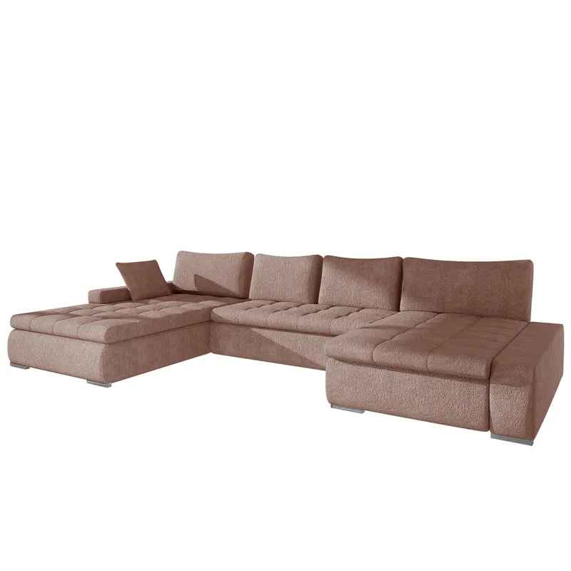 Cillo 5-sits U-formad bäddsoffa med dubbeldivan - rosa — rosa