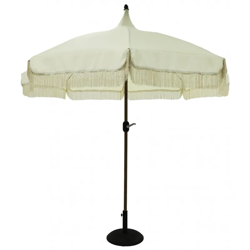 Cirkus parasoll med tofsar Ø270 cm | Beige — -