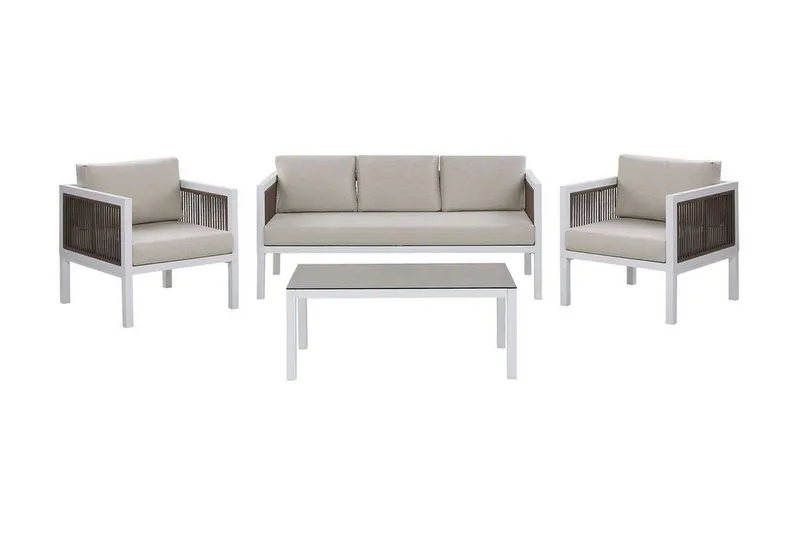 Columbero Loungegrupp Utomhus 5-sits - Vit/Brun — Vit/Brun