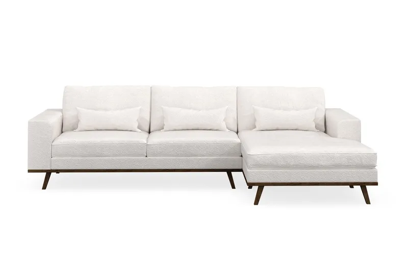 Copenhagen 4-sits Högervänd L-formad Divansoffa i Bouclé - Vit (Art.nr 1729770) — Scandinavian Choice