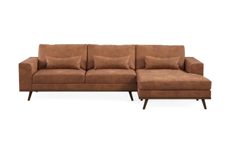 Copenhagen 4-sits Högervänd L-formad Divansoffa i Konstläder - Brun (Art.nr 1705114) — Scandinavian Choice