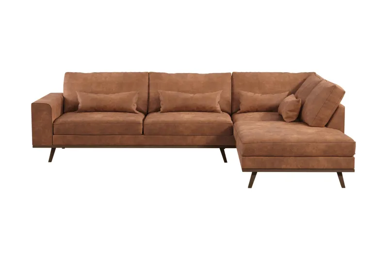 Copenhagen 4-sits Högervänd L-formad Divansoffa i Konstläder - Brun (Art.nr 1705183) — Scandinavian Choice