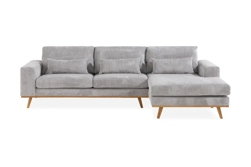 Copenhagen 4-sits Högervänd L-formad Divansoffa i Manchester - Ljusgrå (Art.nr 594999) — Scandinavian Choice