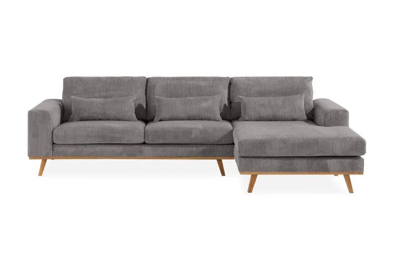 Copenhagen 4-sits Högervänd L-formad Divansoffa i Manchester - Mörkgrå (Art.nr 708679) — Scandinavian Choice