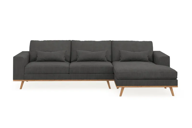 Copenhagen 4-sits Högervänd L-formad Divansoffa i Manchester - Mörkgrå (Art.nr 1481589) — Scandinavian Choice