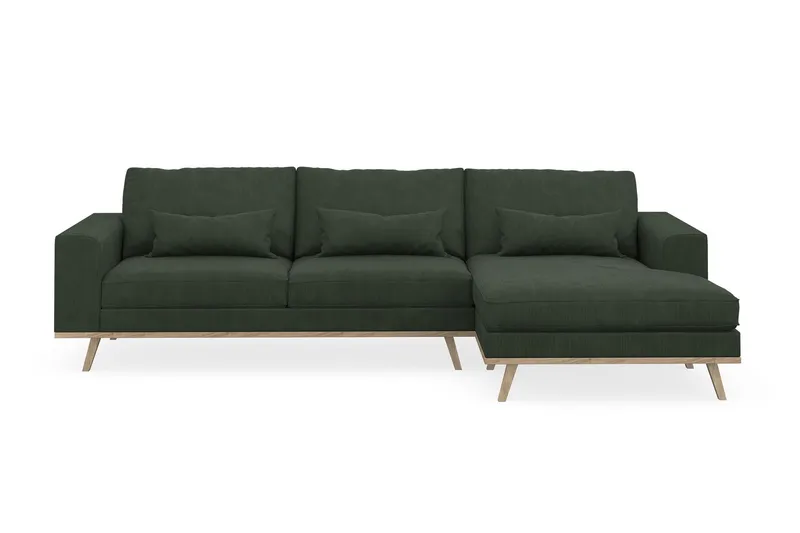 Copenhagen 4-sits Högervänd L-formad Divansoffa i Manchester - Mörkgrön (Art.nr 1729902) — Scandinavian Choice