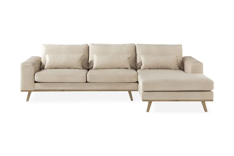 Copenhagen 4-sits Högervänd L-formad Divansoffa i Sammet - Beige (Art.nr 1705240) — Scandinavian Choice