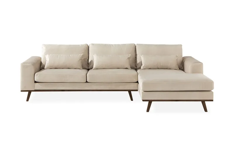 Copenhagen 4-sits Högervänd L-formad Divansoffa i Sammet - Beige (Art.nr 1704808) — Scandinavian Choice