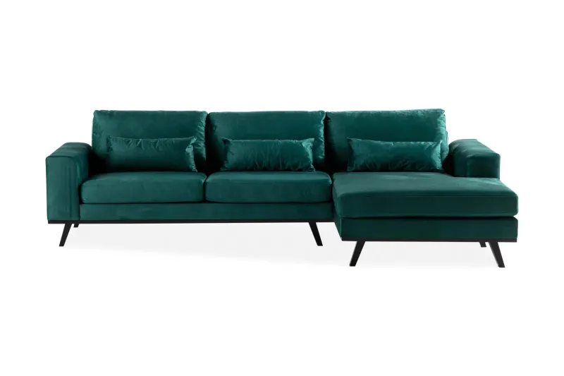 Copenhagen 4-sits Högervänd L-formad Divansoffa i Sammet - Grön — Scandinavian Choice