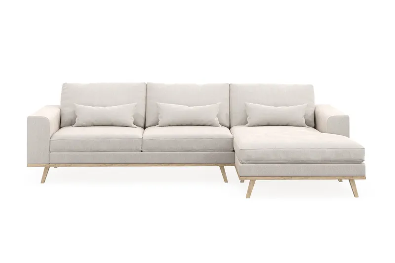 Copenhagen 4-sits Högervänd L-formad Divansoffa i Sammet - Krämvit (Art.nr 1729778) — Scandinavian Choice