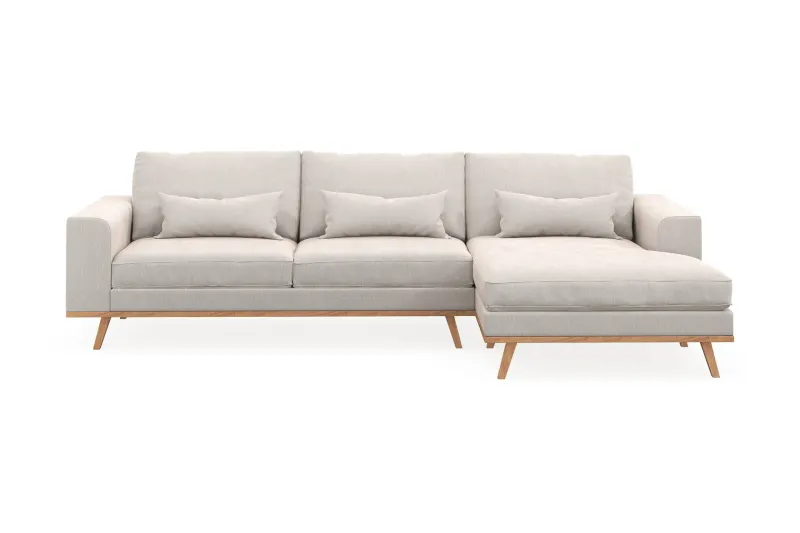 Copenhagen 4-sits Högervänd L-formad Divansoffa i Sammet - Krämvit (Art.nr 1481587) — Scandinavian Choice