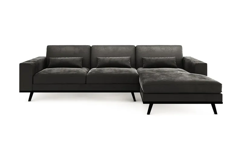 Copenhagen 4-sits Högervänd L-formad Divansoffa i Sammet - Mörkgrå (Art.nr 295834) — Scandinavian Choice