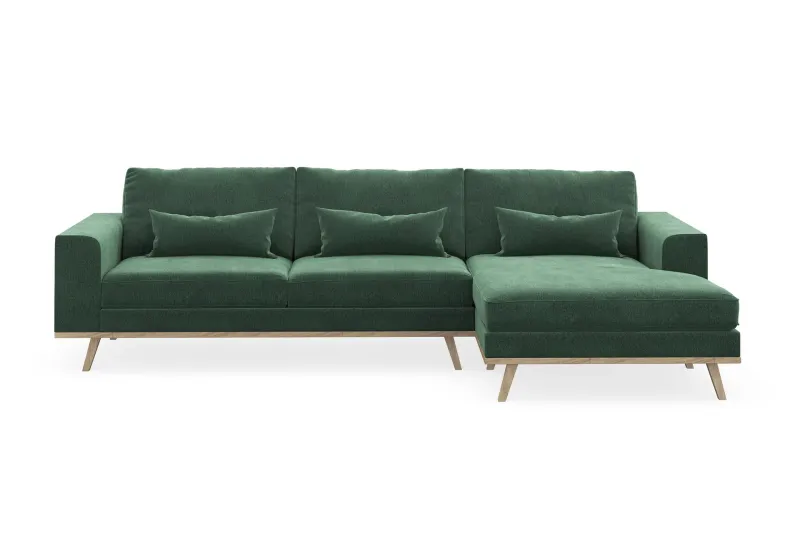 Copenhagen 4-sits Högervänd L-formad Divansoffa i Sammet - Mörkgrön (Art.nr 1729822) — Scandinavian Choice