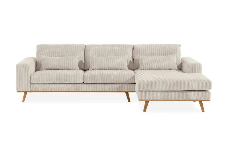 Copenhagen 4-sits Högervänd L-formad Djup Divansoffa i Manchester - Beige — Scandinavian Choice