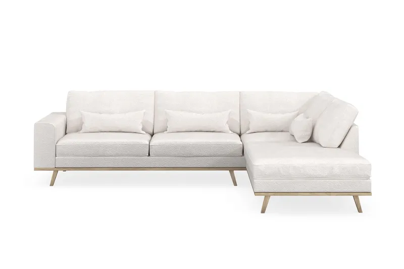 Copenhagen 4-sits Högervänd L-formad Schäslongsoffa i Bouclé - Vit (Art.nr 1729848) — Scandinavian Choice