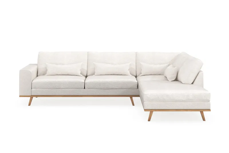 Copenhagen 4-sits Högervänd L-formad Schäslongsoffa i Bouclé - Vit (Art.nr 1481532) — Scandinavian Choice