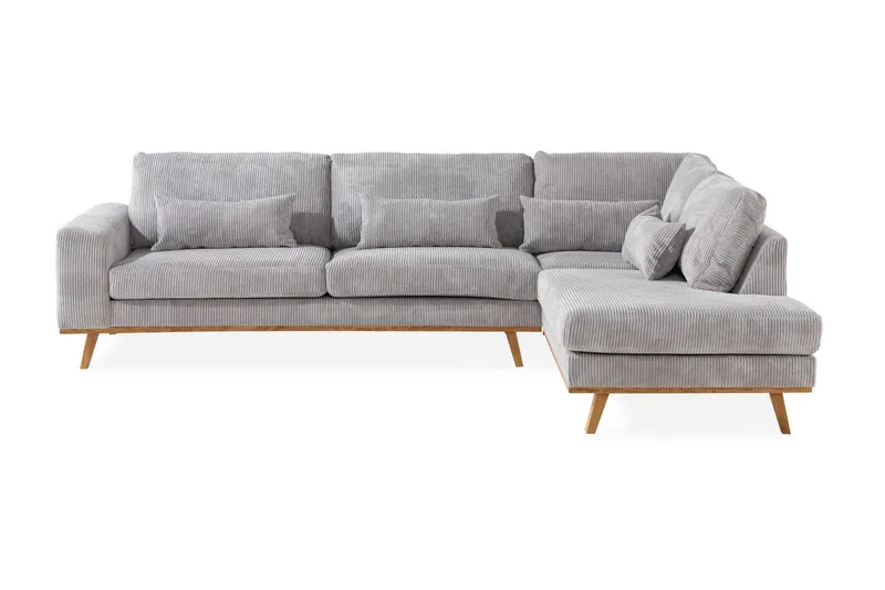 Copenhagen 4-sits Högervänd L-formad Schäslongsoffa i Manchester - Ljusgrå (Art.nr 779142) — Scandinavian Choice