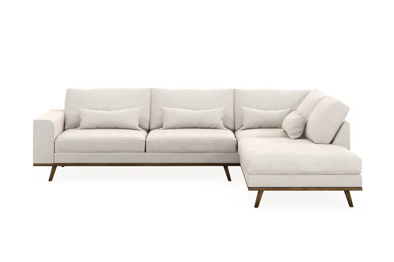 Copenhagen 4-sits Högervänd L-formad Schäslongsoffa i Sammet - Krämvit (Art.nr 1729828) — Scandinavian Choice