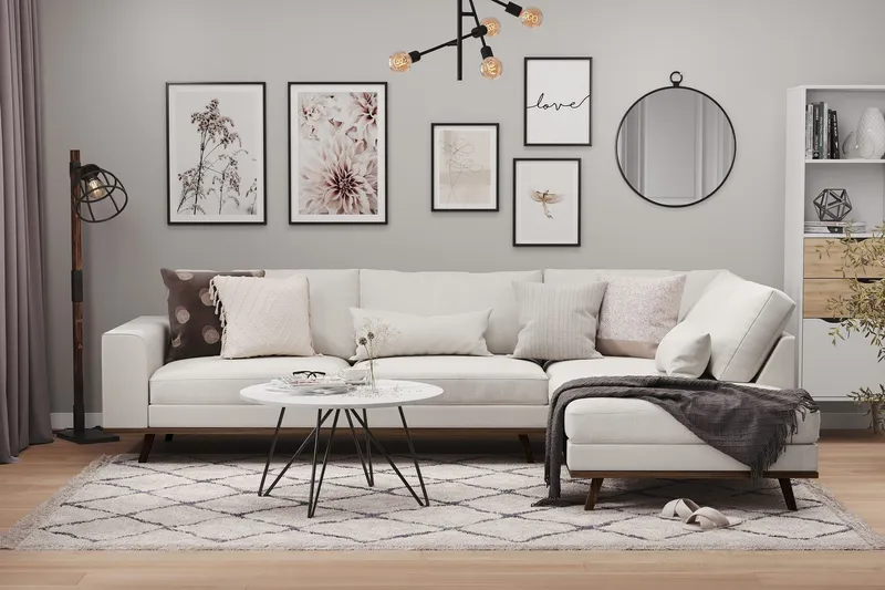 Copenhagen 4-sits Högervänd L-formad Schäslongsoffa i Tyg - Ljusgrå (Art.nr 1705123) — Scandinavian Choice
