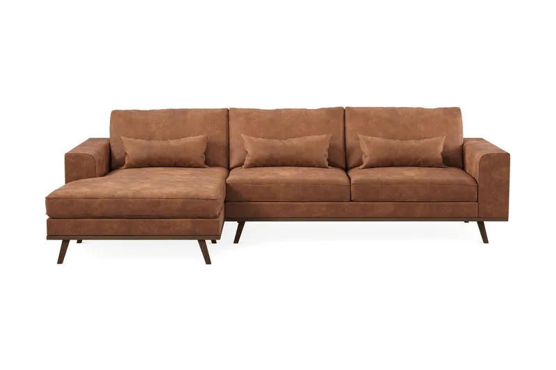 Copenhagen 4-sits Vänstervänd L-formad Divansoffa i Konstläder - Brun (Art.nr 1705314) — Scandinavian Choice
