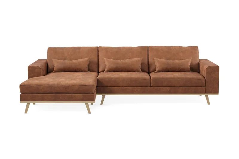 Copenhagen 4-sits Vänstervänd L-formad Divansoffa i Konstläder - Brun (Art.nr 1704904) — Scandinavian Choice