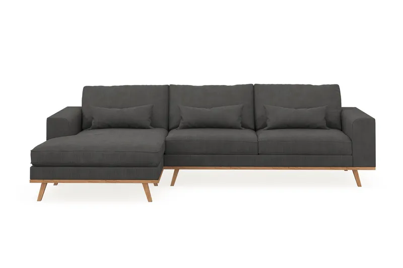Copenhagen 4-sits Vänstervänd L-formad Divansoffa i Manchester - Mörkgrå (Art.nr 1481540) — Scandinavian Choice