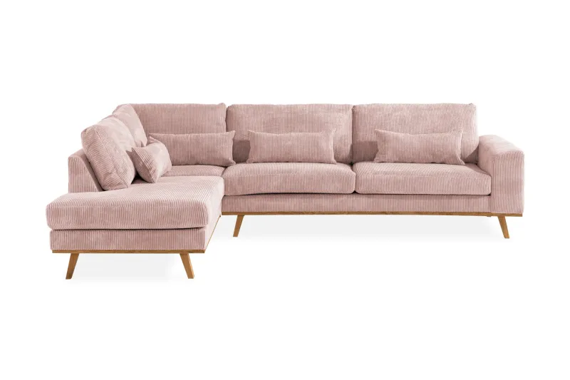 Copenhagen 4-sits Vänstervänd L-formad Divansoffa i Manchester - Rosa (Art.nr 990005) — Scandinavian Choice