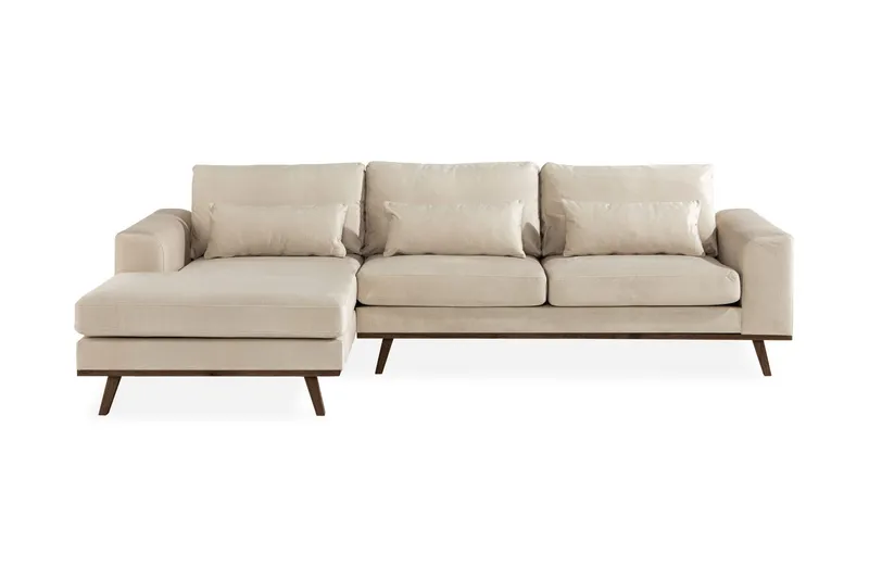 Copenhagen 4-sits Vänstervänd L-formad Divansoffa i Sammet - Beige (Art.nr 1704986) — Scandinavian Choice