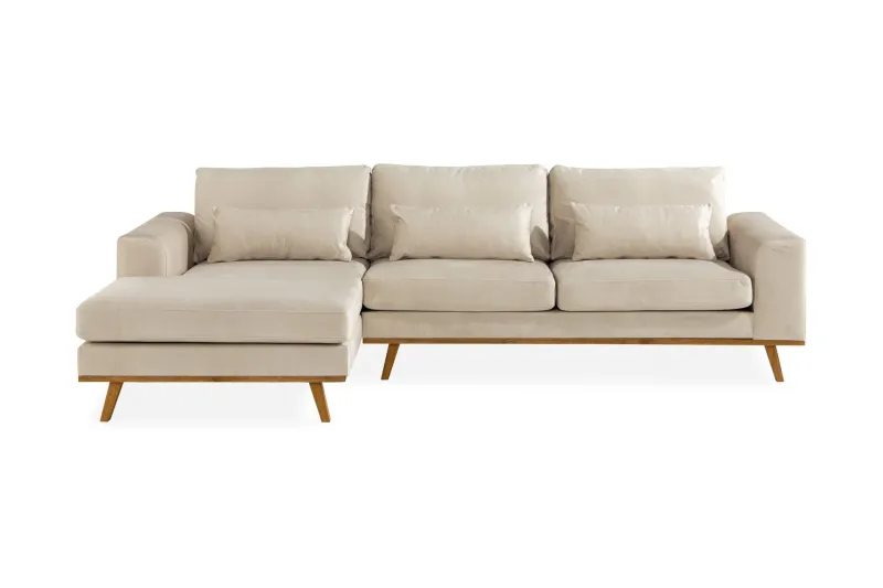 Copenhagen 4-sits Vänstervänd L-formad Divansoffa i Sammet - Beige (Art.nr 698587) — Scandinavian Choice