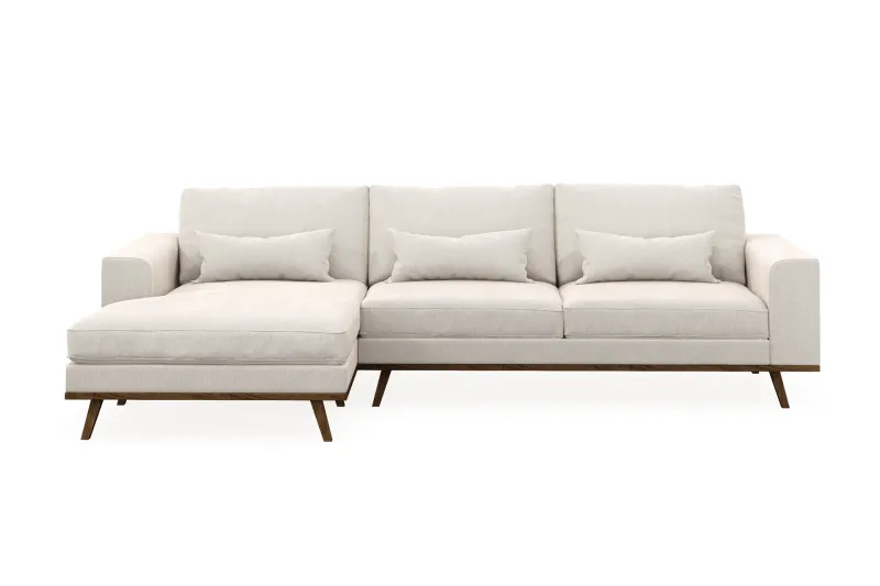 Copenhagen 4-sits Vänstervänd L-formad Divansoffa i Sammet - Krämvit (Art.nr 1729849) — Scandinavian Choice
