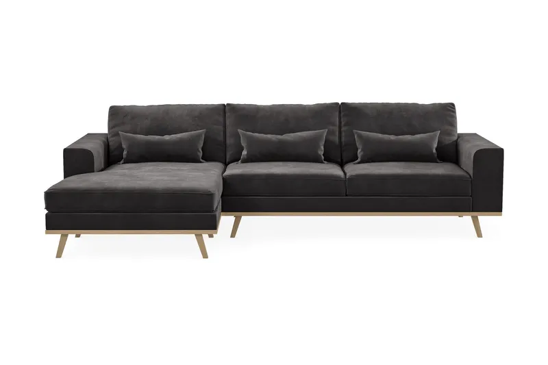 Copenhagen 4-sits Vänstervänd L-formad Divansoffa i Sammet - Mörkgrå (Art.nr 1704822) — Scandinavian Choice