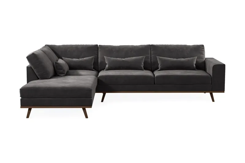 Copenhagen 4-sits Vänstervänd L-formad Divansoffa i Sammet - Mörkgrå (Art.nr 1705127) — Scandinavian Choice