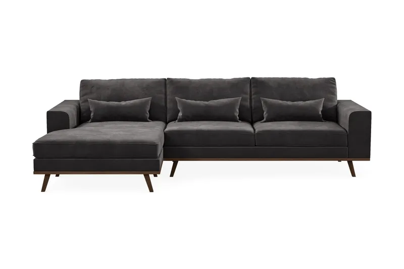 Copenhagen 4-sits Vänstervänd L-formad Divansoffa i Sammet - Mörkgrå (Art.nr 1705297) — Scandinavian Choice
