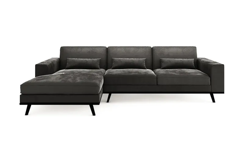 Copenhagen 4-sits Vänstervänd L-formad Divansoffa i Sammet - Mörkgrå (Art.nr 295859) — Scandinavian Choice