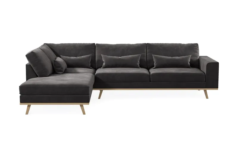Copenhagen 4-sits Vänstervänd L-formad Divansoffa i Sammet - Mörkgrå (Art.nr 1704786) — Scandinavian Choice