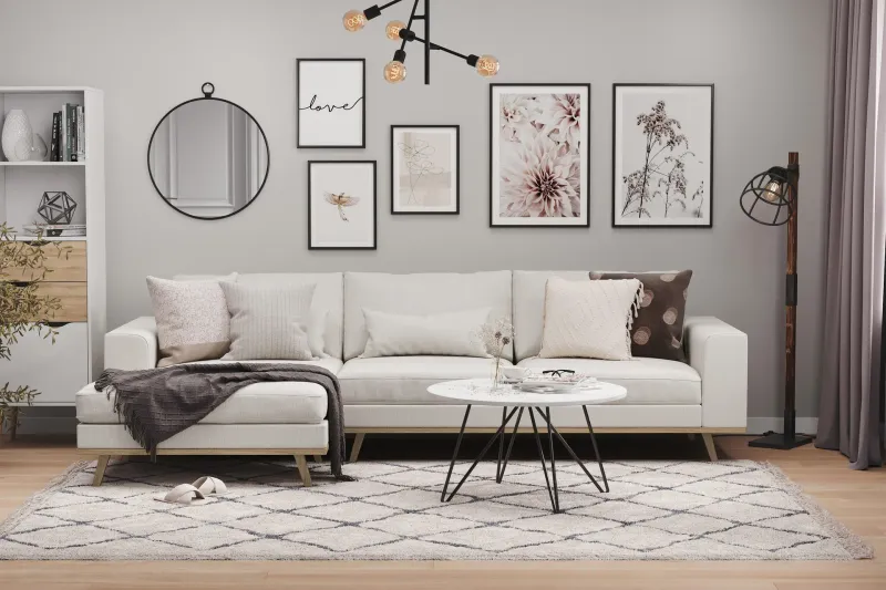 Copenhagen 4-sits Vänstervänd L-formad Divansoffa i Tyg - Ljusgrå (Art.nr 1705268) — Scandinavian Choice