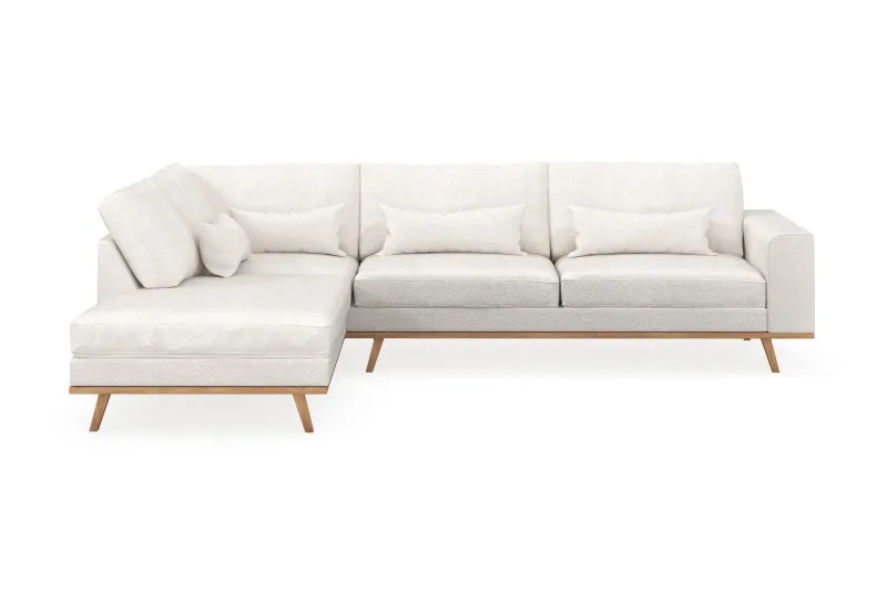 Copenhagen 4-sits Vänstervänd L-formad Schäslongsoffa i Bouclé - Vit (Art.nr 1481572) — Scandinavian Choice