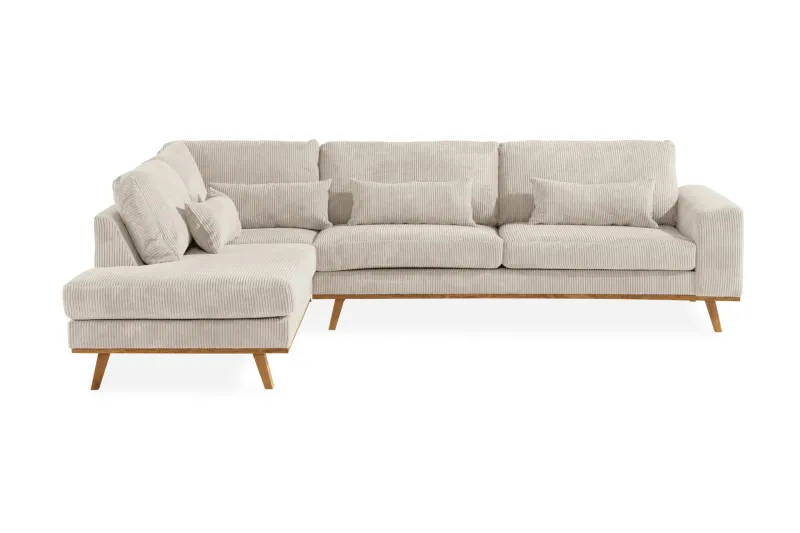 Copenhagen 4-sits Vänstervänd L-formad Schäslongsoffa i Manchester - Beige (Art.nr 708670) — Scandinavian Choice
