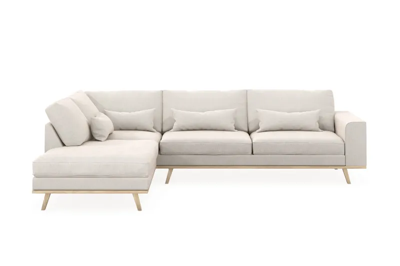 Copenhagen 4-sits Vänstervänd L-formad Schäslongsoffa i Sammet - Krämvit (Art.nr 1729884) — Scandinavian Choice