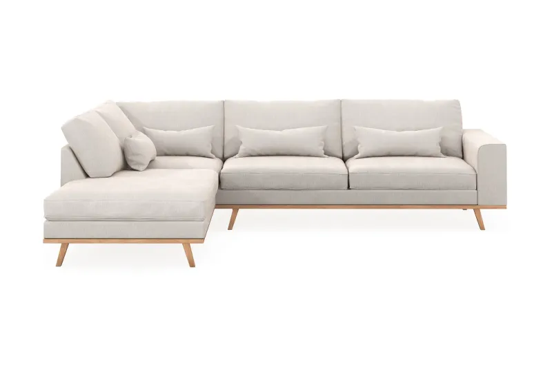 Copenhagen 4-sits Vänstervänd L-formad Schäslongsoffa i Sammet - Krämvit (Art.nr 1481599) — Scandinavian Choice