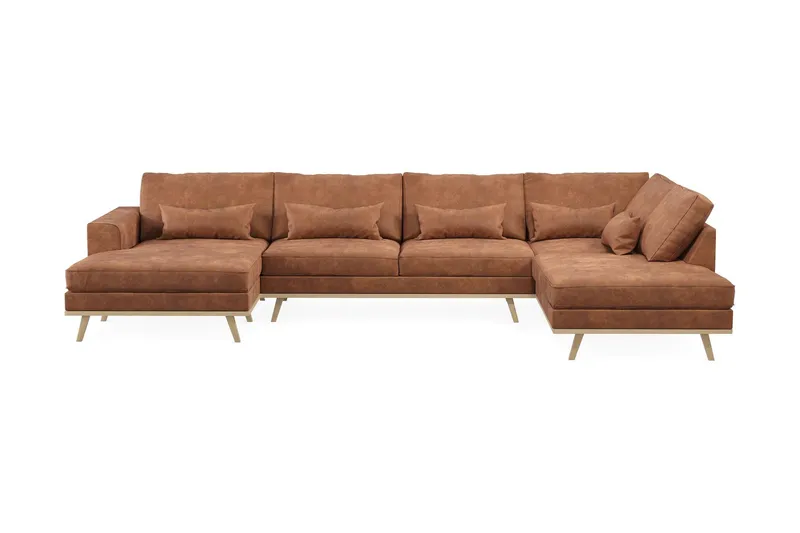 Copenhagen 5-sits Högervänd U-formad Soffa med Divan och Schäslong i Konstläder - Brun (Art.nr 1704798) — Scandinavian Choice