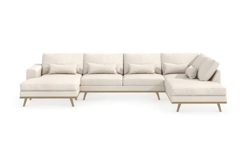 Copenhagen 5-sits Högervänd U-formad Soffa med Divan och Schäslong i Tyg - Beige (Art.nr 1704910) — Scandinavian Choice