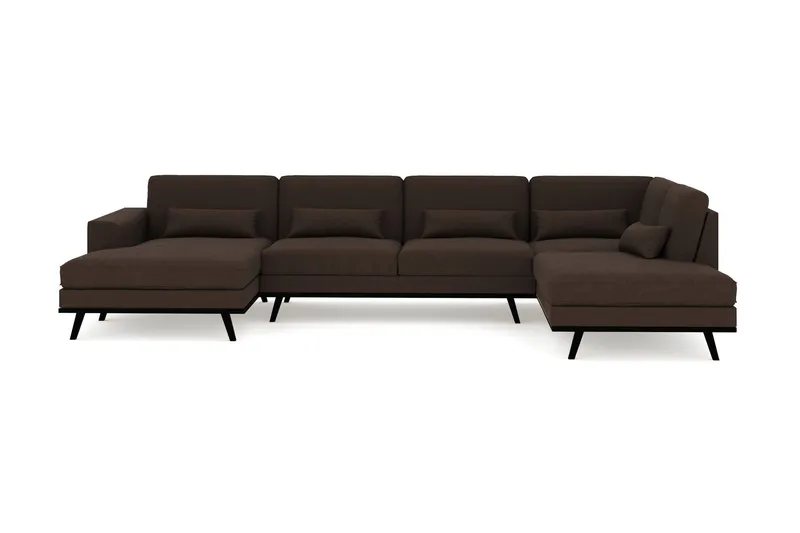 Copenhagen 5-sits Högervänd U-formad Soffa med Divan och Schäslong i Tyg - Brun — Scandinavian Choice