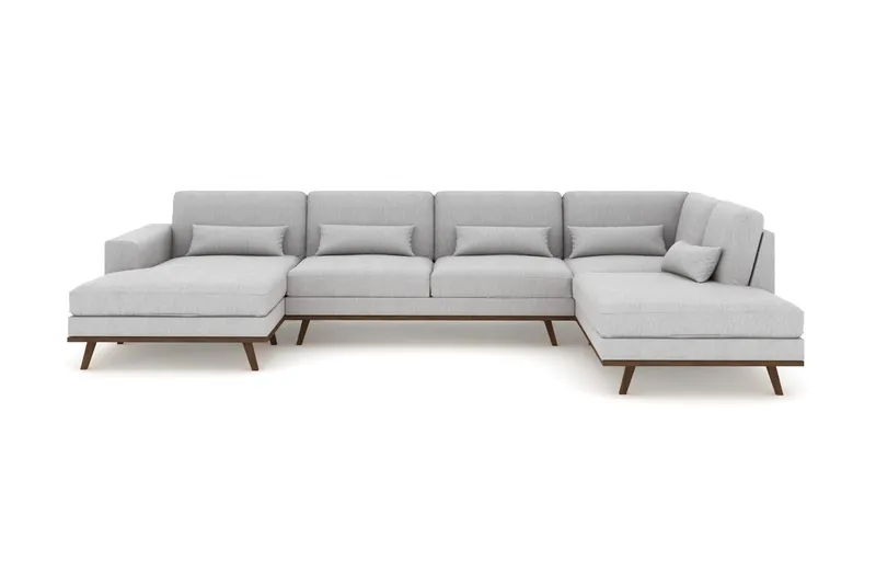 Copenhagen 5-sits Högervänd U-formad Soffa med Divan och Schäslong i Tyg - Grå (Art.nr 1705310) — Scandinavian Choice