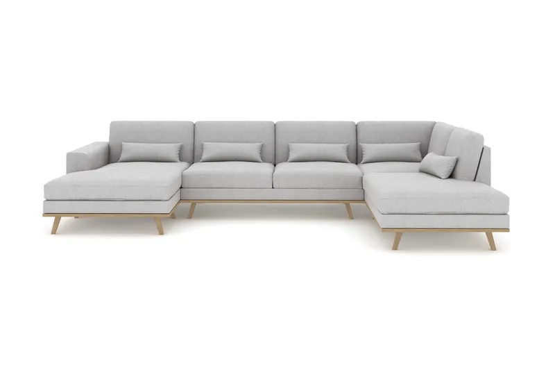 Copenhagen 5-sits Högervänd U-formad Soffa med Divan och Schäslong i Tyg - Grå (Art.nr 1705193) — Scandinavian Choice