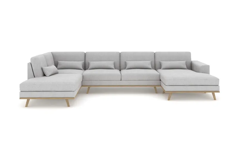 Copenhagen 5-sits Vänstervänd U-formad Soffa med Divan och Schäslong i Tyg - Grå (Art.nr 1705195) — Scandinavian Choice