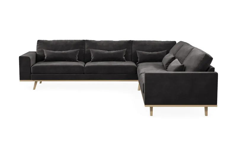 Copenhagen 6-sits L-formad Hörnsoffa i Sammet - Mörkgrå (Art.nr 1704916) — Scandinavian Choice