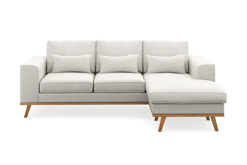 Copenhagen Compact 3-sits Vändbar L-formad Divansoffa i Tyg - Ljusgrå (Art.nr 1598401) — Scandinavian Choice