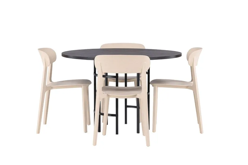 Copenhagen Matgrupp 115 cm Rund med 4 Åstol stolar - Beige — Venture Home